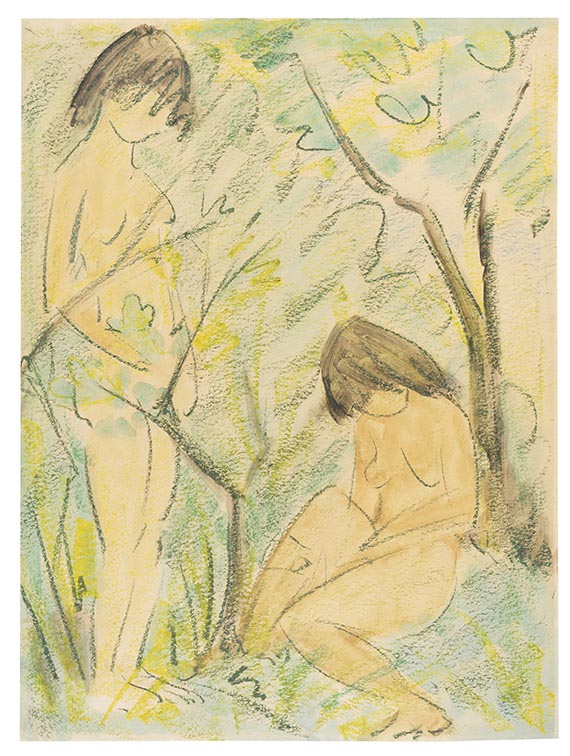 Otto Mueller - Zwei Mädchenakte, einer sitzend