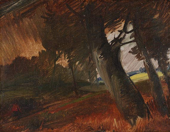 Wilhelm Busch - Baumstämme mit Rotjacke