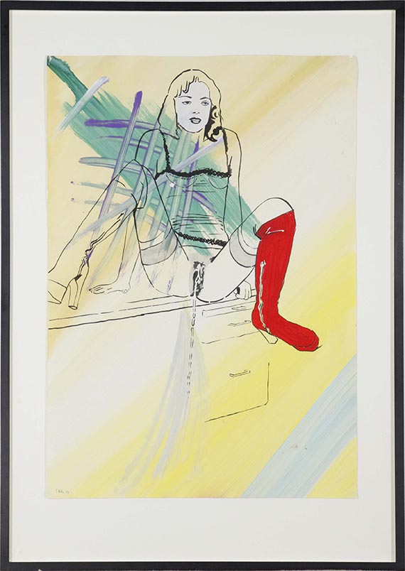 Sigmar Polke - Schreibtisch mit Akt - Image du cadre