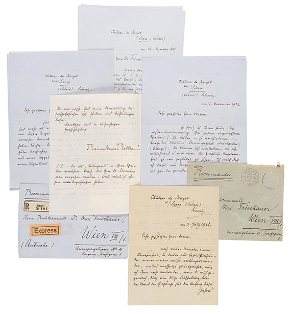 Rainer Maria Rilke - 6 eigh. Briefe an Max Frischauer - 2 Beigaben