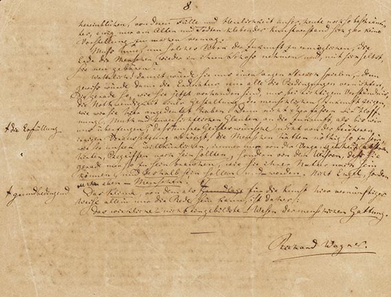 Richard Wagner - Eigh. Manuskript m. U. (Fragment: Kunst und Klima)