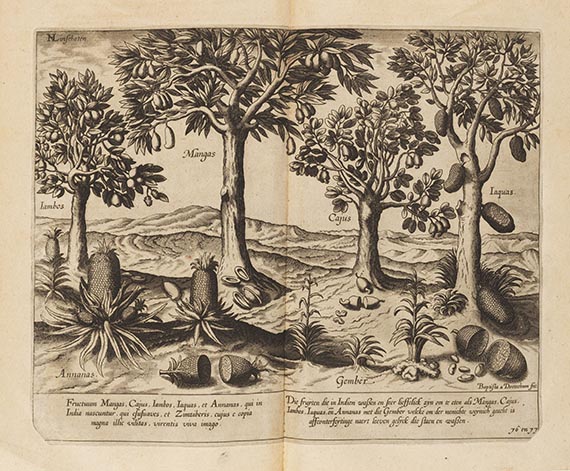 Jan Huygen van Linschoten - Navigatio ac itinerarium in orientalem. - Descriptio totius Guineae. 2 Teile in 1 Band