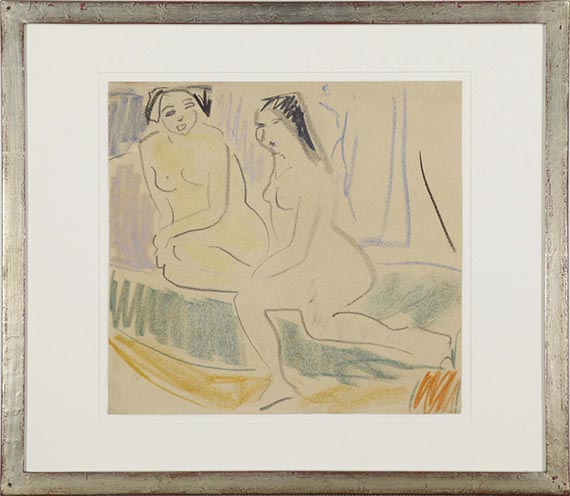 Ernst Ludwig Kirchner - Zwei weibliche Akte im Atelier - Image du cadre
