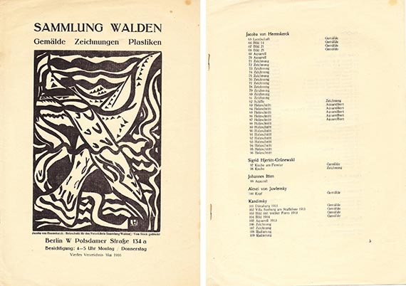 Illustration  for: Sammlung Walden. Gem&auml;lde, Zeichnungen, Plastiken, viertes Verzeichnis Mai 1916.