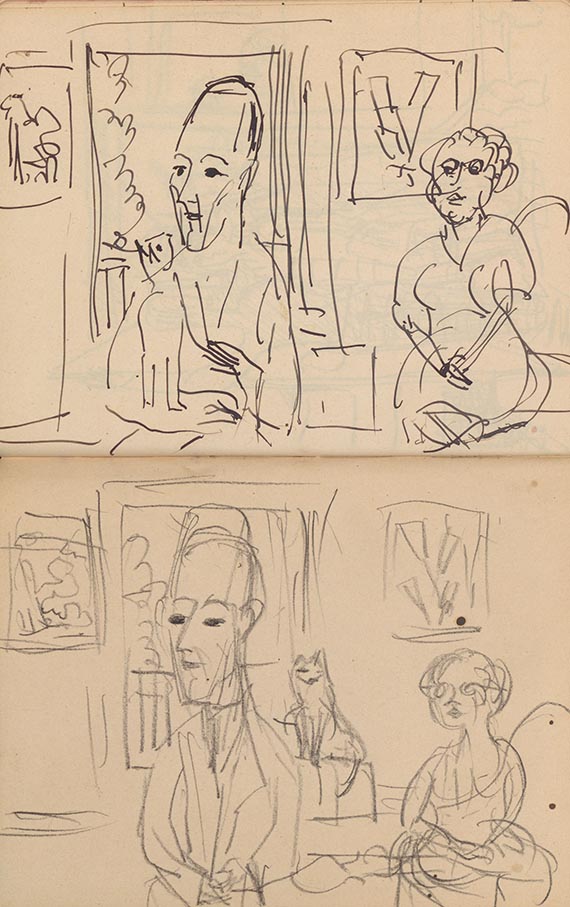Illustration  for: E. L. Kirchner, one page from his sketchbook 174/47, ca. 1935, india ink and pencil, Kirchner Museum Davos.