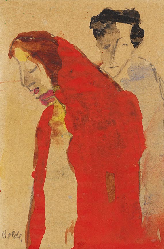 Emil Nolde - Paar (Frau mir rotem Mantel)