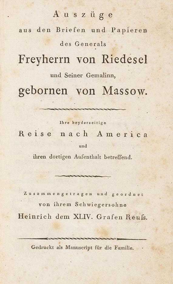 Johann Hermann von Riedesel - Auszüge aus den Briefen von Riedesel ... Reise nach America