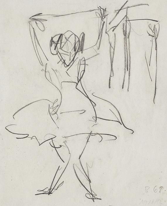 Ernst Ludwig Kirchner - Tänzerin (verso: Im Theater)