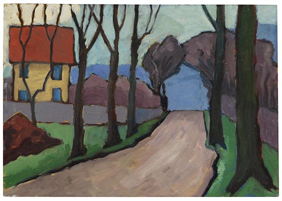 Gabriele Münter - Landstraße mit gelbem Haus