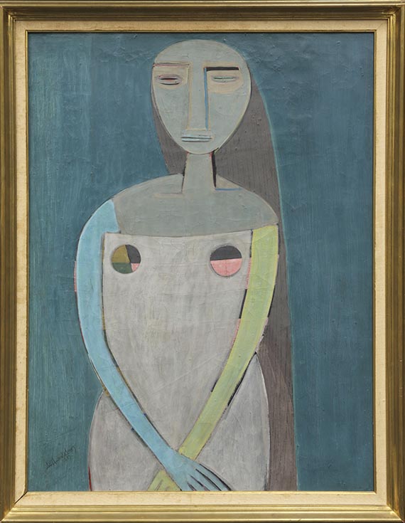 Wifredo Lam - Jeune fille sur fond vert - Image du cadre